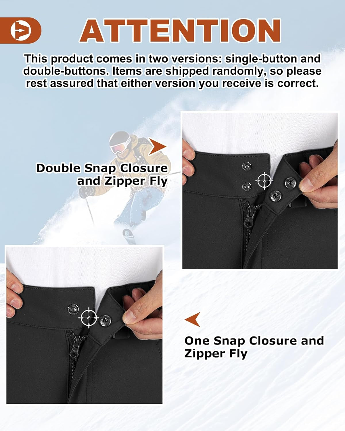 Men'S Lite Waterproof Windproof Fleece Lined Warm Hiking Ski Snow Pants Expandable-Waist