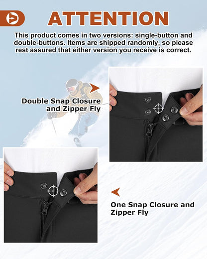 Men'S Lite Waterproof Windproof Fleece Lined Warm Hiking Ski Snow Pants Expandable-Waist