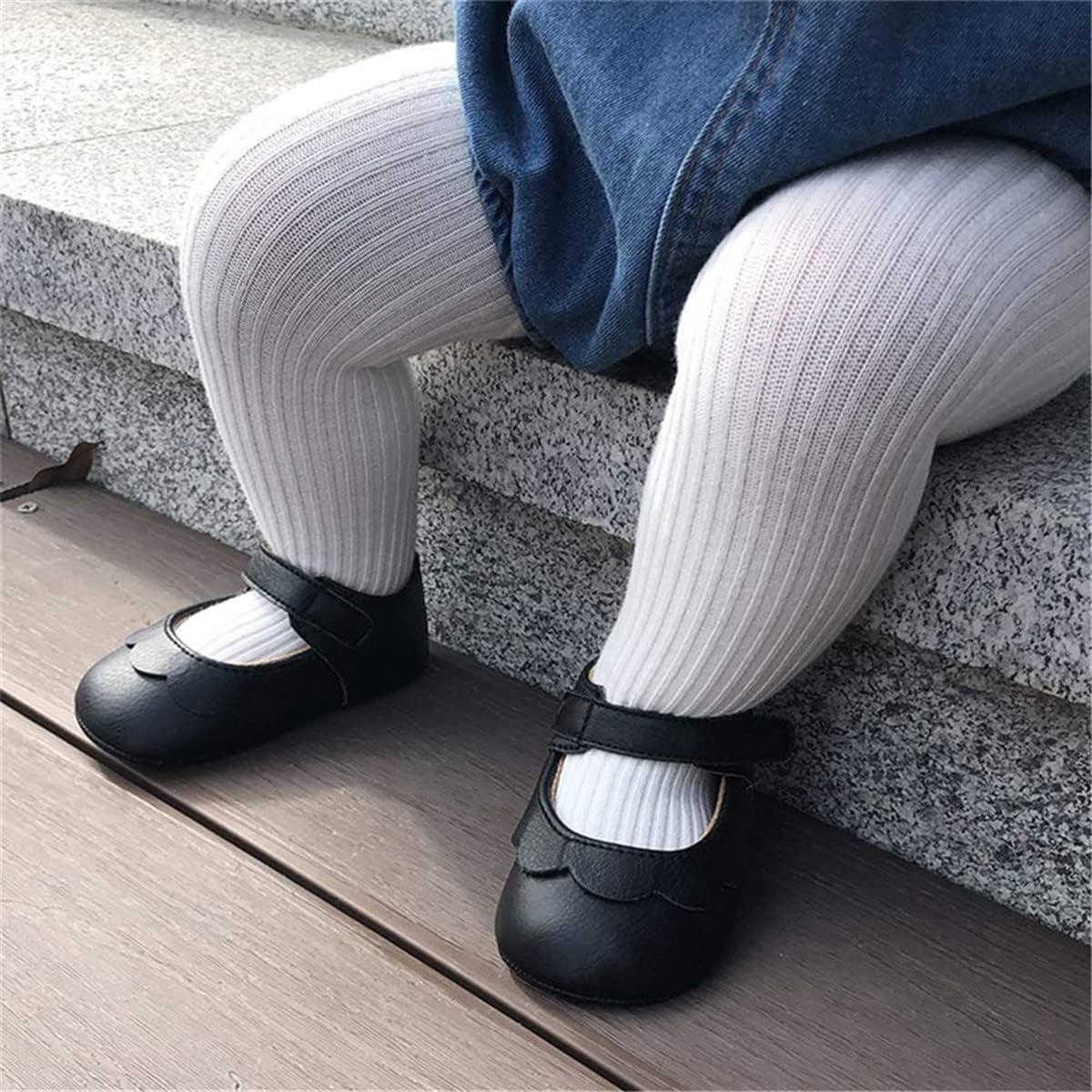 Baby Girls Mary Jane Flats with Bownot Non Slip Soft Sole PU Leather Newborn Infant Toddler First Walker Cirb Dress Shoes