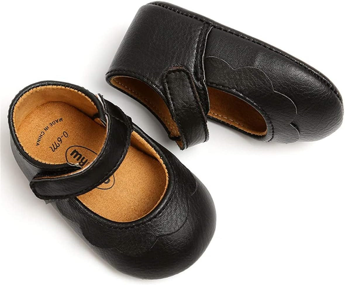 Baby Girls Mary Jane Flats with Bownot Non Slip Soft Sole PU Leather Newborn Infant Toddler First Walker Cirb Dress Shoes
